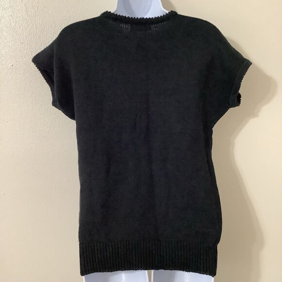 Vintage 90s Christina Embellished Rhinestone Knit Patchwork Pullover Sweater OS - Picture 5 of 10